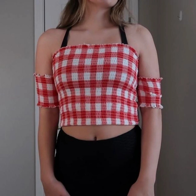 Red and white checkered top