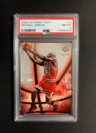 🏀 Carte NBA Michael Jordan PSA 8 – 2006 Upper Deck Sweet Shot #12 🏀, brand: Upper Deck, condizioni: Nuovo con cartellino, €29.99, €32.19 include la Protezione acquisti Pro