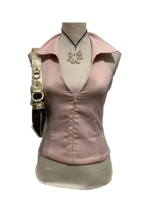 Y2K officecore light pink rose vest top vintage, marca: y2k, estado: Muito bom, tamanho: S / 36 / 8, €25.99, €27.99 inclui Proteção do Comprador Pro