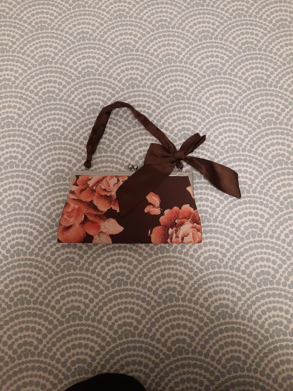 Coast clutch bag brown pink floral used once