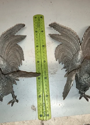 Paire de coqs de combat métal argenté, marque: ancien, état: Très bon état, 35,00 €, 37,45 € Protection acheteurs incluse