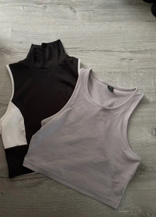 débardeur lot 2 gris noir et blanc, marque: Shein, état: Très bon état, taille: S / 36 / 8, 3,00 €, 3,85 € Protection acheteurs incluse
