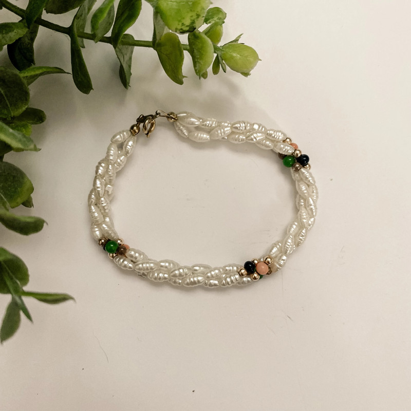 Vintage braided pearl bracelet 1