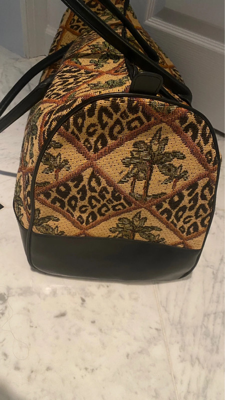 Signature Club A HandBag Travel Overnight Purse Palm Tree Tapestry Shoulder Bag Beige 3