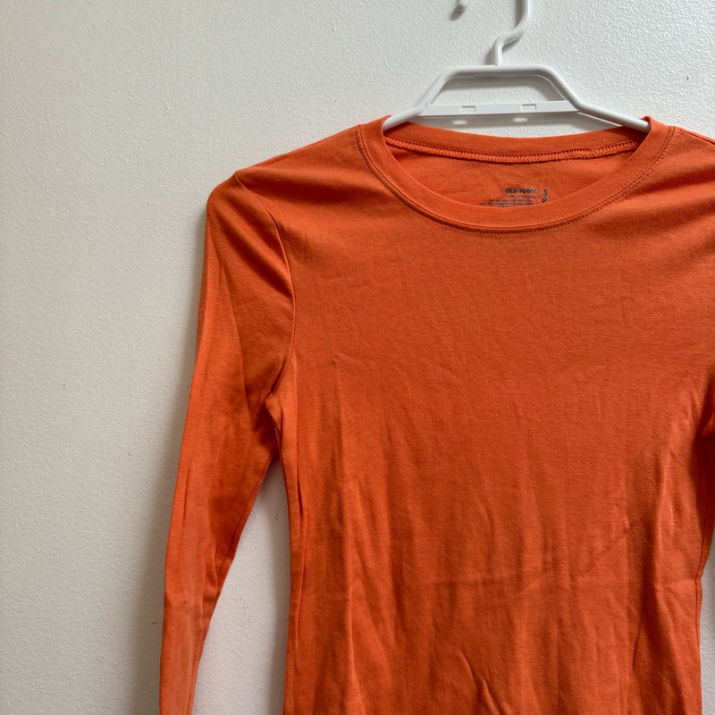 Old Navy Long Sleeve Cotton T-shirt Orange S 3
