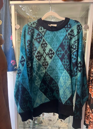 turquoise green and navy knitted jumper  vintage unisex 14 18 16 y2k 90s, brand: 4 castella, condition: Very good, size: XXL, £38.00, £40.60 includes Buyer Protection Pro