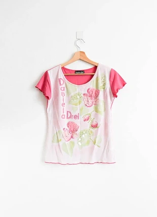 Pink babytee with sequins | T-shirt extensible avec paillettes, marque: Vintage, état: Très bon état, taille: S / 36 / 8, 8,00 €, 9,10 € Protection acheteurs (Pro) incluse
