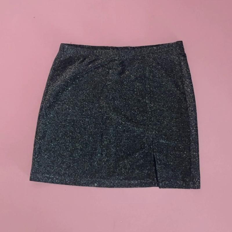 SHEIN Glitter Split Mini Skirt 1