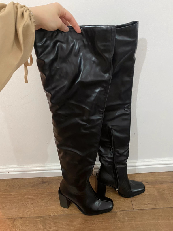High block heel faux leather thigh high boots Vinted
