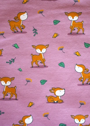 Coupon de tissu jersey de coton 100*144cm motif faon, marque: sans marque, état: Très bon état, 8,00 €, 9,10 € Protection acheteurs incluse