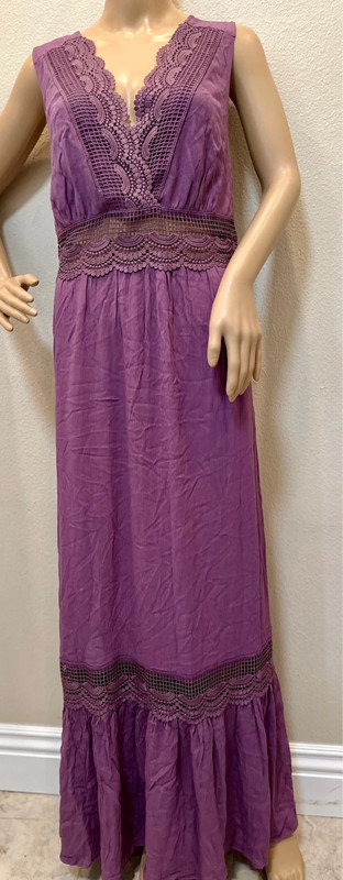 Purple crochet lace top tiered maxi dress jk Jordan 1