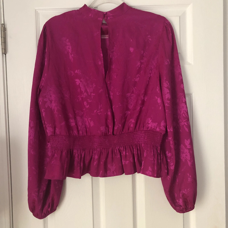 Forever21 + hot pink satin blouse 2