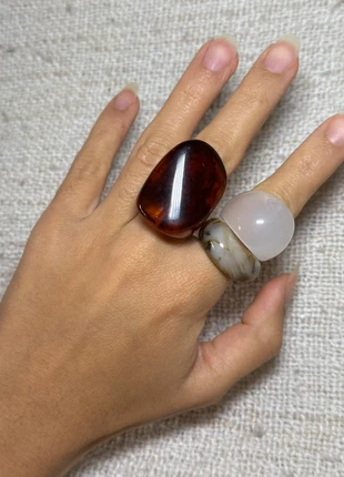 Lot de 3 bagues en résine style rétro, état: Très bon état, taille: 17,7 mm, 12,95 €, 14,30 € Protection acheteurs incluse