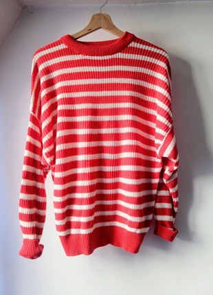 🖤Pull chaud à rayures rouges et blanches 🖤, marque: Pull & Bear, état: Neuf avec étiquette, taille: S / 36 / 8, 12,00 €, 13,30 € Protection acheteurs incluse