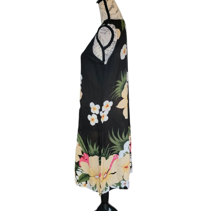 LA Cera Small Black Hawaiian Floral Dress 2