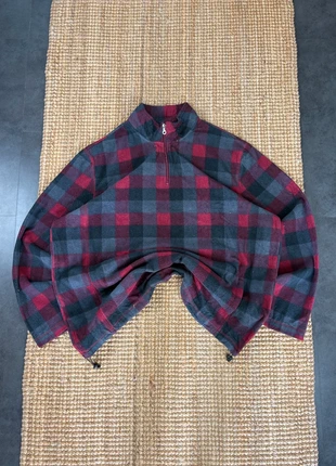 Polaire ¼ Zip Noir et Rouge à Carreaux, Funky Fleece Vintage 80s Taille XXL, brand: Vintage Dressing, condition: Very good, size: XXL, €25.00, €26.95 includes Buyer Protection Pro