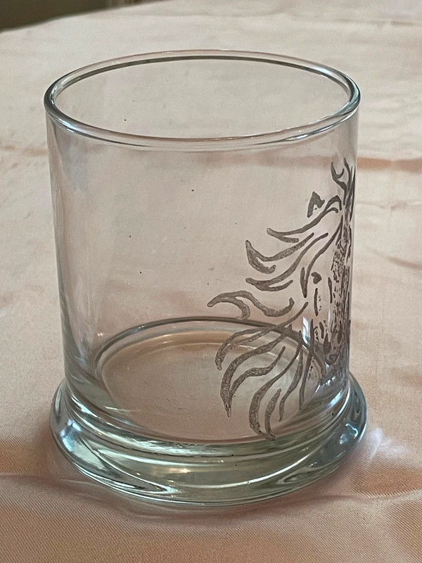 Whiskey Glass, Horse Design, Hand Etched, Cocktail, Ps3 2