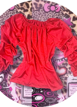 ●Blusa Rossa Satinata XXL – Stile Barocco/Rococò con Volants e Rouches●, marque: Vintage Dressing, état: Très bon état, taille: XXL / 44 / 16, 5,00 €, 5,95 € Protection acheteurs incluse