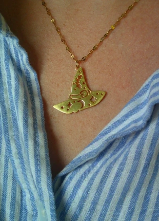 Collier acier inoxydable doré – Chapeau de sorcière magique, brand: acier inoxydable, condition: Very good, €8.00, €9.10 includes Buyer Protection Pro