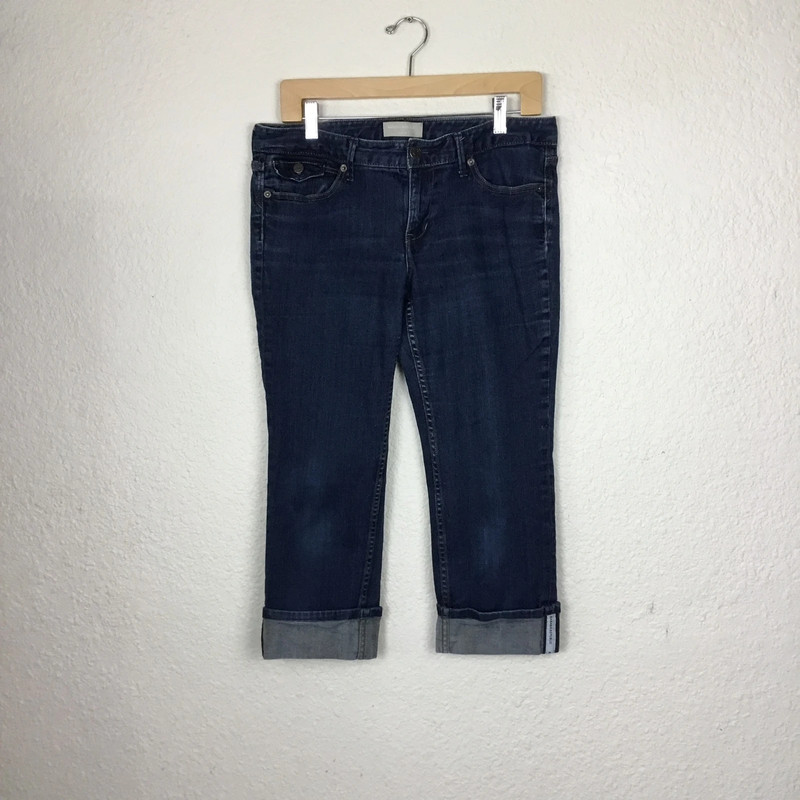 Banana Republic Women Size 29 Cropped Cuffed Jeans Size  Straight Stretch Cotton 1