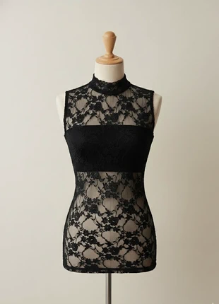 Top sans Manches en Dentelle Transparente – Style sexy, marque: CHIC, état: Très bon état, taille: S / 36 / 8, 18,00 €, 19,60 € Protection acheteurs incluse