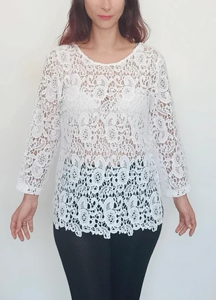 Haut crochet blanc chic tendance taille 42/44, marque: Blanc du Nil, état: Très bon état, taille: XL / 42 / 14, 10,00 €, 11,20 € Protection acheteurs (Pro) incluse