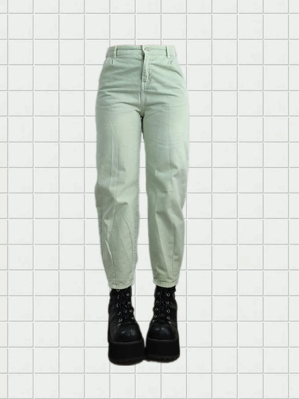 Y2k Pastel Green High Waist Straight Tapered Jeans - Pantalon pastel 1