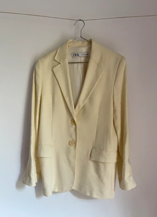 Cream Linen Blazer, merk: Zara, staat: Heel goed, maat: S / 36 / 8, € 10,00, € 11,20 inclusief Kopersbescherming