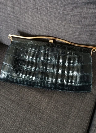 Pochette vintage sac à main clutch en véritable crocodile et cuir bleu nuit, marke: Vintage, zustand: Sehr gut, 339,00 €, 356,65 € inklusive Vinted-Käuferschutz
