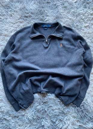 Half zip 1/4 zip sweat col camionneur Ralph Lauren RL Taille L Couleur gris logo marron rouge, merk: Ralph Lauren, staat: Heel goed, maat: L, € 64,90, € 68,85 inclusief Kopersbescherming