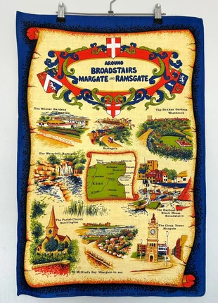 Vintage Around Broadstairs Margate and Ramsgate Collectable Tea Towel, brand: elgate, condition: Very good, £15.00, £16.45 includes Buyer Protection
