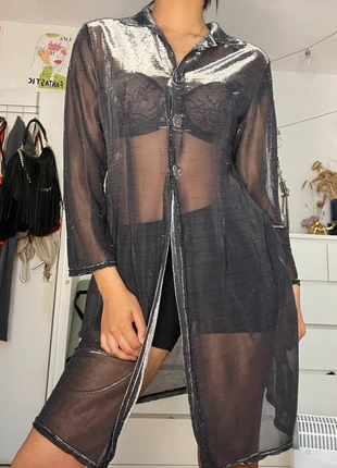 Chemise longue transparente noire, marque: Vintage, état: Bon état, taille: M / 38 / 10, 6,00 €, 7,00 € Protection acheteurs incluse