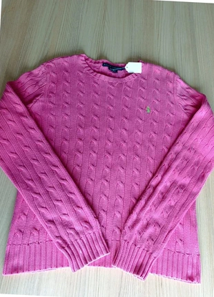 Pull torsadé/ tressé Ralph Lauren rose/fushia col rond  logo vert taille M, marke: Ralph Lauren, zustand: Gut, größe: M / 38 / 10, 45,00 €, 47,95 € inklusive Vinted-Käuferschutz