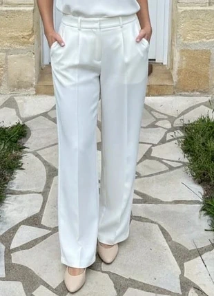 Pantalon femme blanc large taille haute élégant chic, marque: IvoryLine Paris, état: Très bon état, taille: M / 38 / 10, 49,90 €, 53,10 € Protection acheteurs incluse
