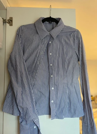 PLT blue and white striped fitted shirt, brand: PrettyLittleThing, condition: New with tags, size: S / 8, £7.00, £8.05 includes Buyer Protection