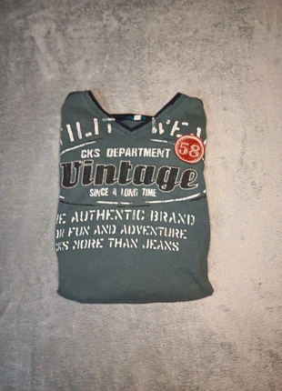 T-shirt Vintage Bleu – Taille 176/16 – 100% Coton – Bon État – Taches et Délavé, merk: cks, staat: Goed, maat: S, € 1,00, € 1,75 inclusief Kopersbescherming