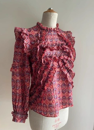 Blouse Sézane volantée à motif géométrique, marke: Sézane, zustand: Sehr gut, größe: XS / 34 / 6, 40,00 €, 42,70 € inklusive Vinted-Käuferschutz