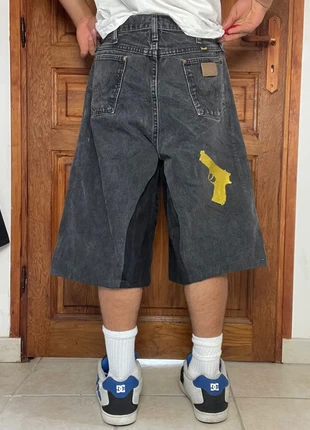 Jort short baggy large handmade style JNCO y2k brodé peinture hiphop, merk: JNCO, staat: Heel goed, maat: M, € 40,00, € 42,70 inclusief Kopersbescherming Pro