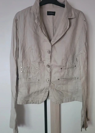 blazer da donna in lino di colore beige del marchio Motivi., marque: motivi, état: Très bon état, taille: XL / 42 / 14, 10,00 €, 11,20 € Protection acheteurs incluse