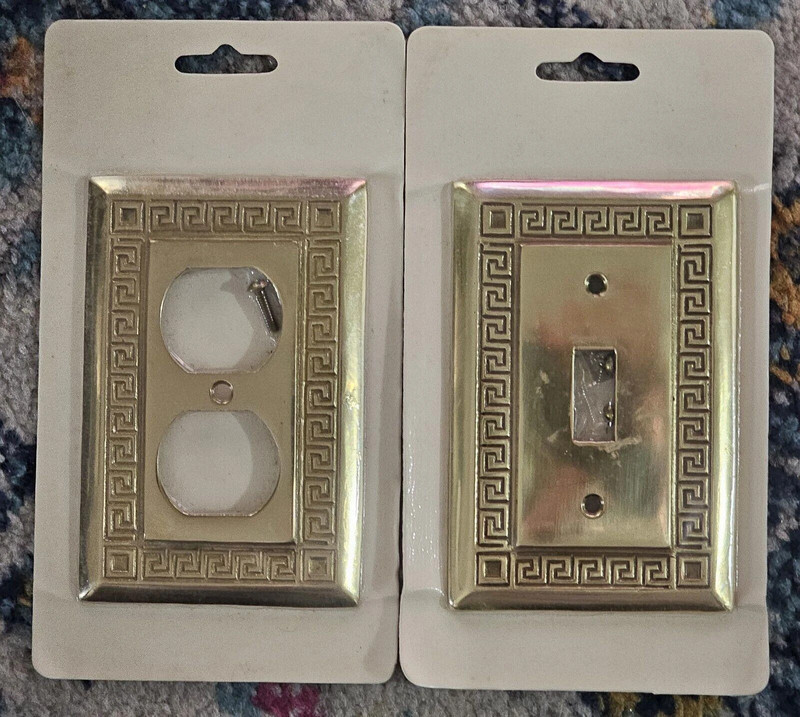 Pair Heavy Brass Style Metal Light Switch Cover Wall Plates 1