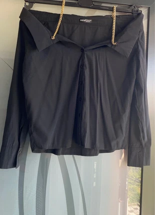 Blouse chemise noire épaules dénudées, marque: Shein, état: Neuf sans étiquette, taille: L / 40 / 12, 6,90 €, 7,95 € Protection acheteurs incluse