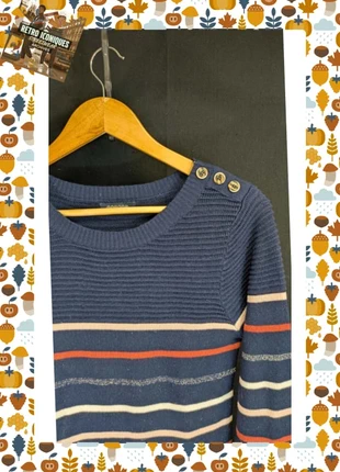 Pull femme marinière bleu marine rayures boutons épaule M, marke: Bonobo, zustand: Sehr gut, größe: M / 38 / 10, 15,00 €, 16,45 € beinhaltet Vinted-Käuferschutz Pro