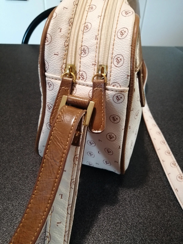 Borsa in pelle con tracolla beige e marrone Just Glamour 3