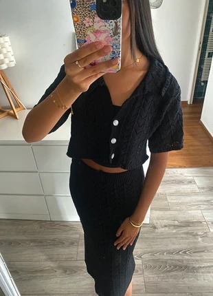 Ensemble en maille noir, merk: Boutique indépendante, staat: Nieuw zonder prijskaartje, maat: S / 36 / 8, € 12,00, € 13,30 inclusief Kopersbescherming