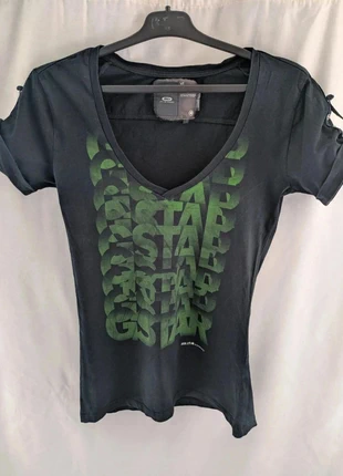 T-shirt noir G-Star cintré logo vert – Taille XL, merk: G-Star, staat: Heel goed, maat: XL / 42 / 14, € 11,00, € 12,25 inclusief Kopersbescherming Pro