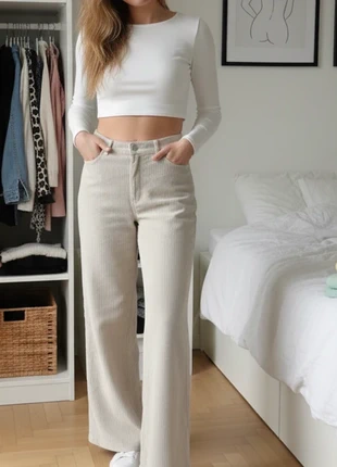 Pantalon large velours beige - femme taille S, brand: Velours Sable, condition: Very good, size: S / 36 / 8, €35.00, €37.45 includes Buyer Protection
