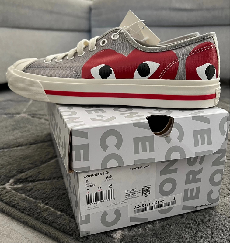 Socialist familie Næsten Jack Purcell x CDG "Converse" Drizzle/Red/Egret - Vinted