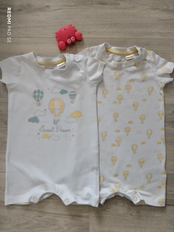 Lot de 2 grenouillères montgolfières été 9 mois