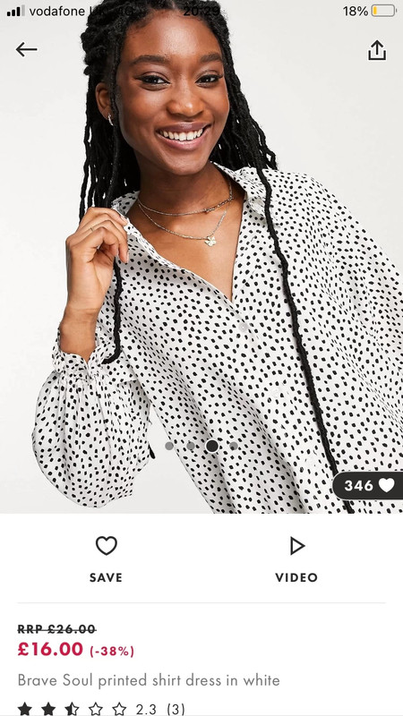 Brave soul white and black polka dot shirt dress size 8 Vinted