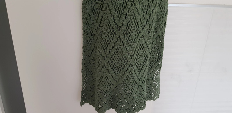 Abito M verde tricot y90s misto setaRobe en mélange de soie des années 90 en tricot vert M 5